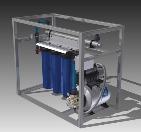 Pressurized rainwater purification unit, plug and play for household